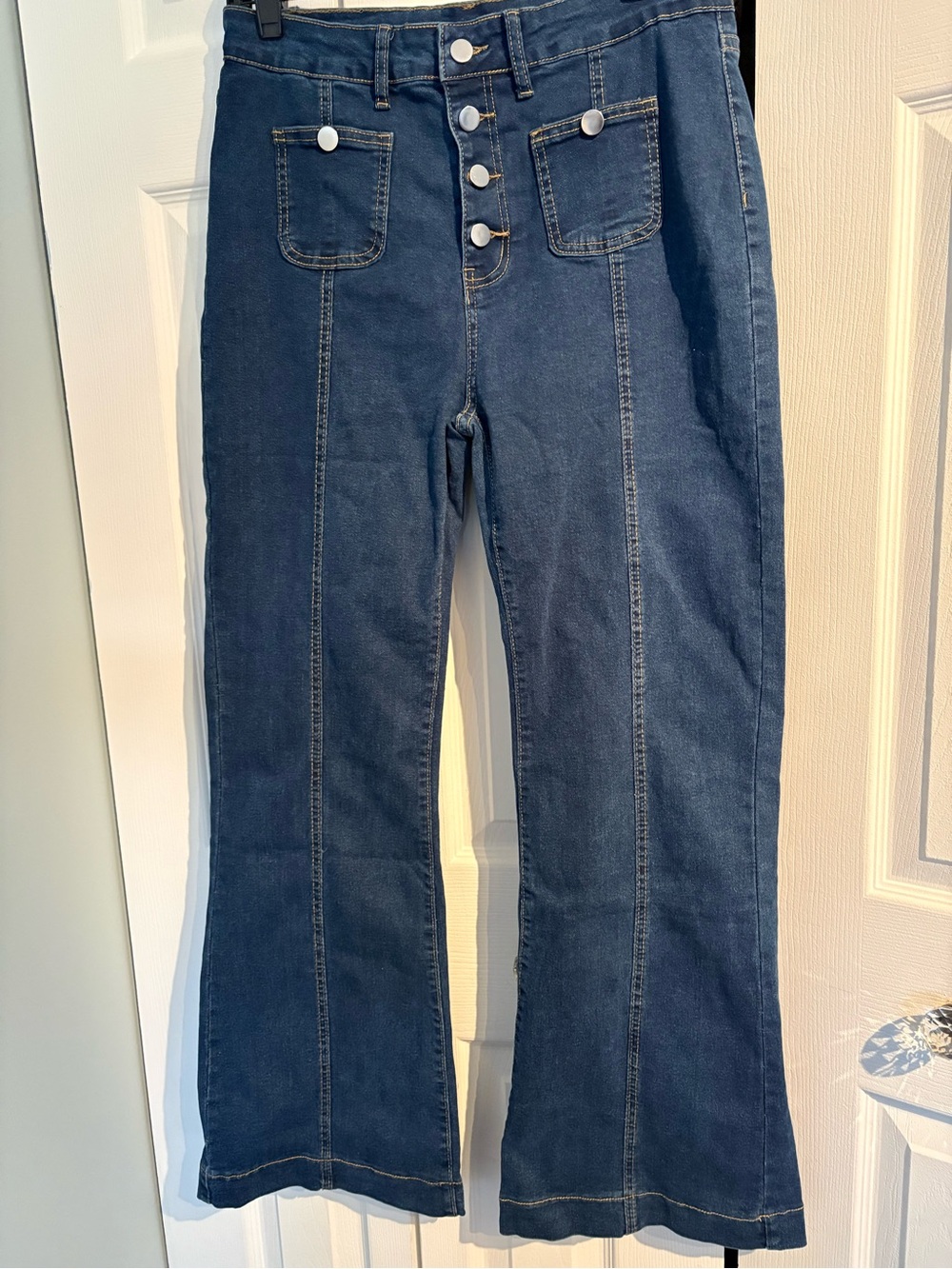 SHEIN Dark Blue Boot Cut Jeans with Front Patch Pockets - Picture 1 of 2